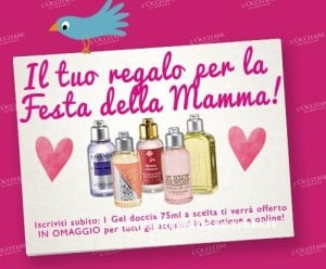 Gel doccia L'Occitane omaggio, Festa della Mamma