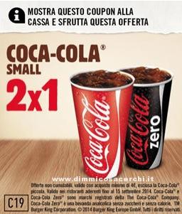 Buono sconto Coca Cola da Burger King