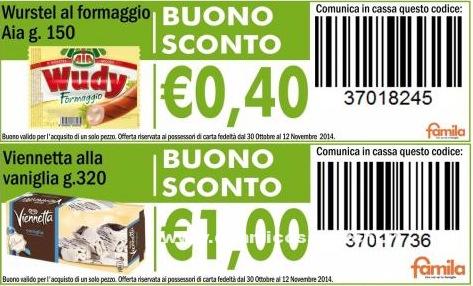 Buoni sconto supermercati Famila