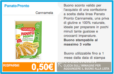 Buono sconto Cannamela Panato Pronto