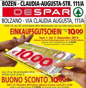 Despar Bolzano buono sconto da 10 euro