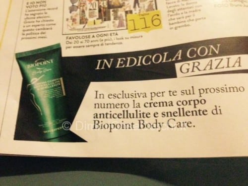 Allegato rivista Grazia, anticellulite Biopoint