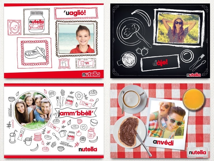 Nutella tovaglietta personalizzata omaggio