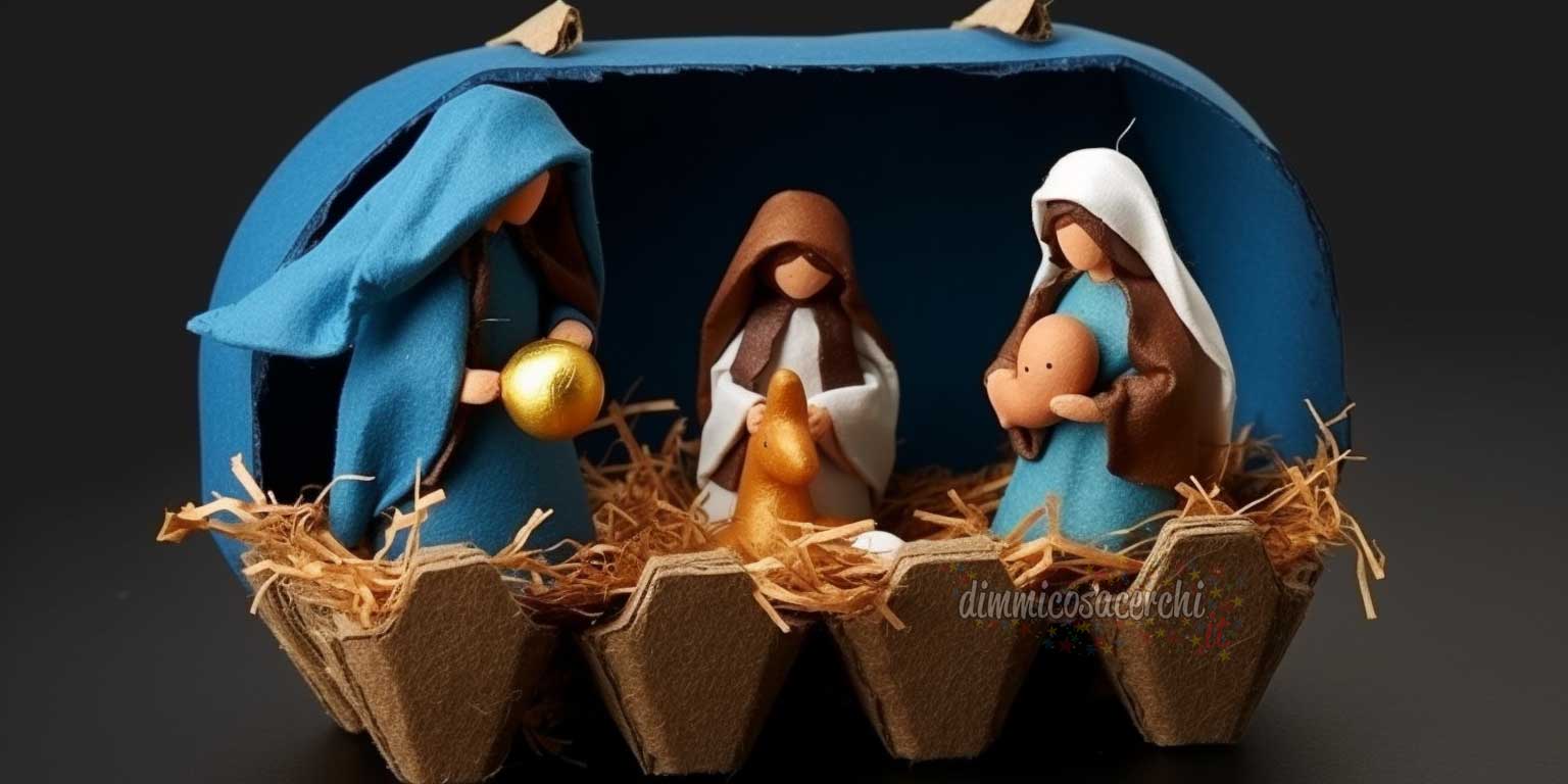 Presepe fai da te con cartone delle uova