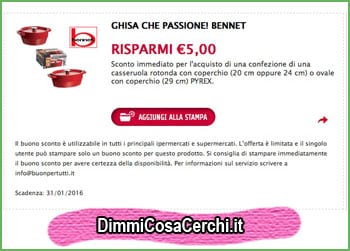 buono sconto bennet