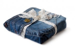 A gift covered with denim