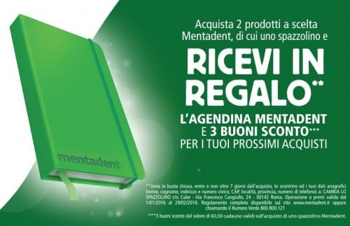 Buoni sconto Mentadent + agendina omaggio