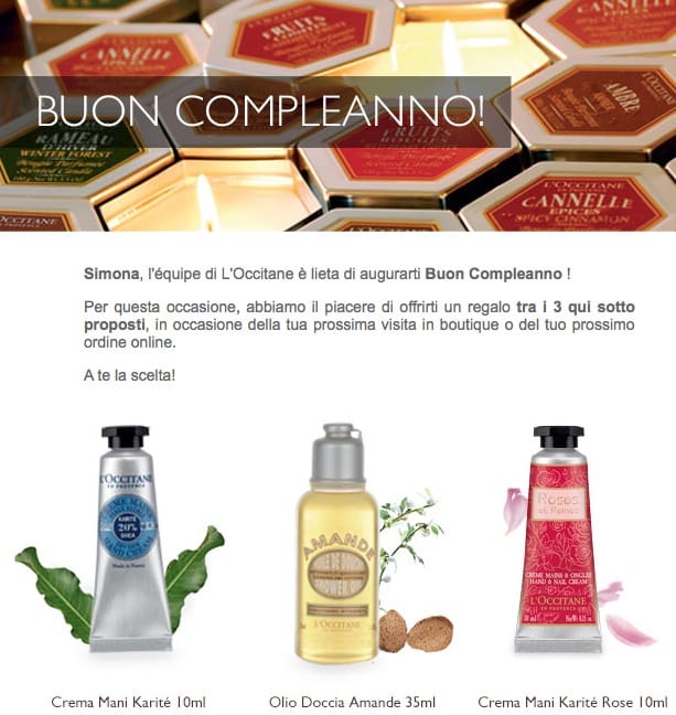Regalo di compleanno L'Occitane
