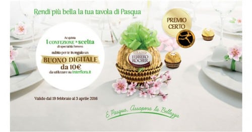 Premio certo Ferrero, buono digitale Interflora