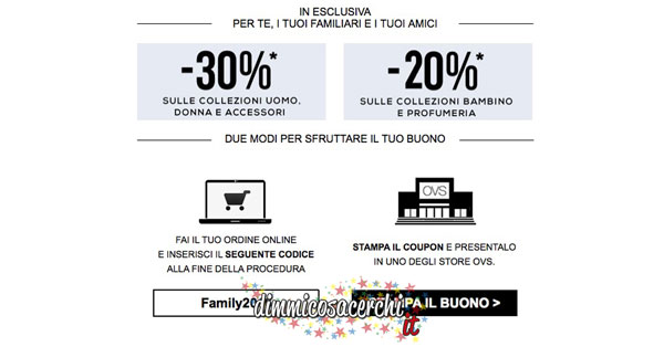 Buono sconto OVS Family&Friends