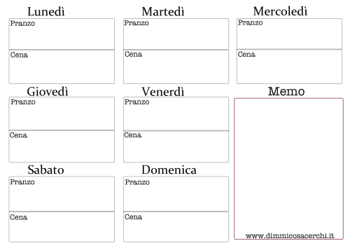 menù settimanale dimmicosacerchi