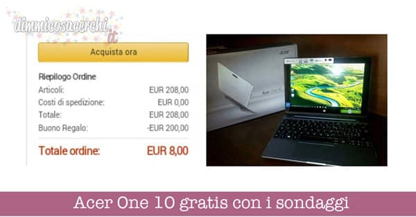 Acer One 10 gratis con i sondaggi