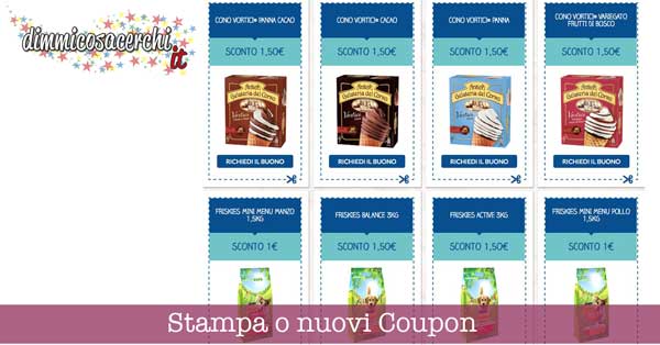 Buoni sconto Antica gelateria del corso e Friskies