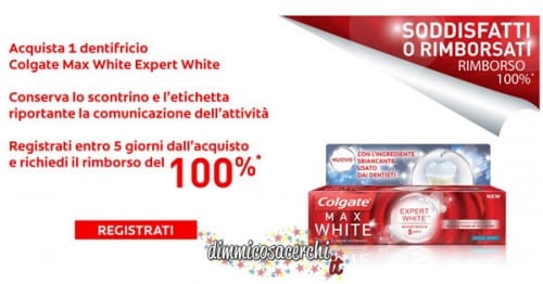 Colgate Max White Expert White, rimborso 100%