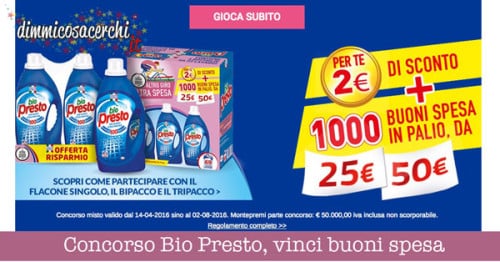 Concorso Bio Presto, vinci buoni spesa Concorso Bio Presto, vinci buoni spesa