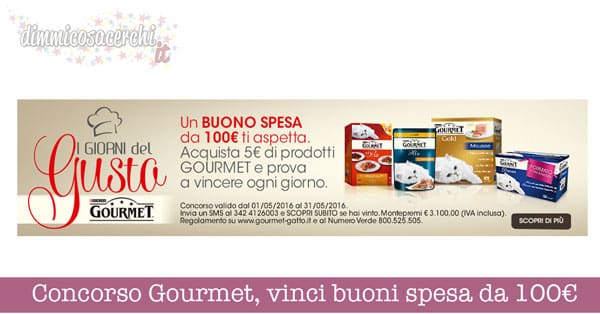 Concorso Gourmet, vinci buoni spesa da 100€