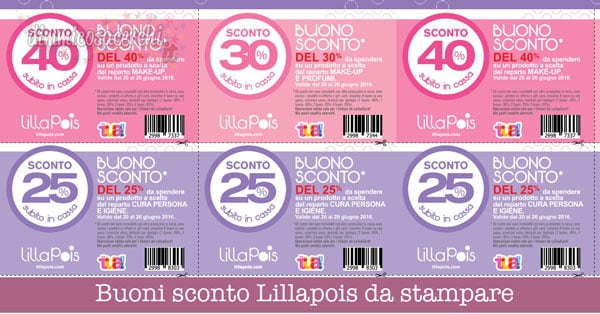 Buoni sconto Lillapois da stampare