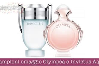 Campioni omaggio Olympéa e Invictus Aqua di Paco Rabanne