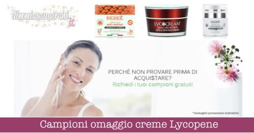 Campioni omaggio creme Lycopene