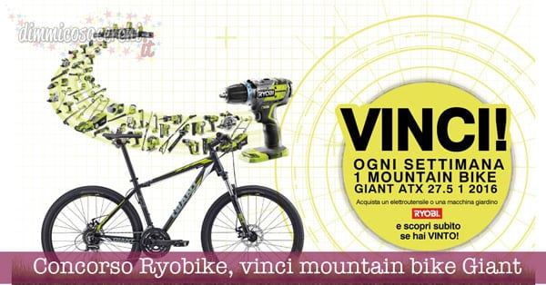 Concorso Ryobike, vinci mountain bike Giant ATX