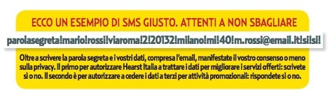 esempio sms concorso Gente