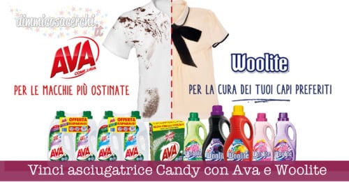 Vinci asciugatrice Candy con Ava e Woolite