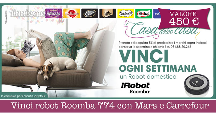 Vinci robot Roomba 774 con Mars e Carrefour