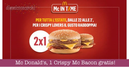 Mc Donald's Mc In Time, 1 Crispy Mc Bacon gratis!