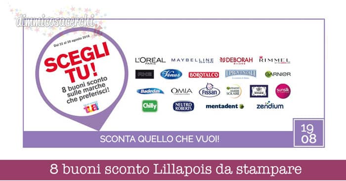 8 buoni sconto Lillapois da stampare