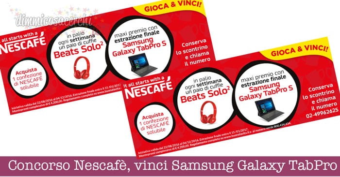 Concorso Nescafè, vinci Samsung