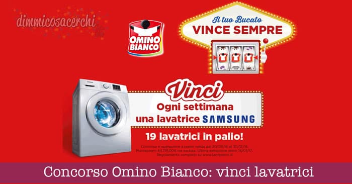 Concorso Omino Bianco: vinci lavatrici Samsung