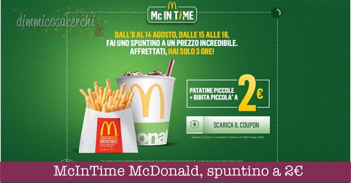 McInTime McDonald, spuntino a 2€