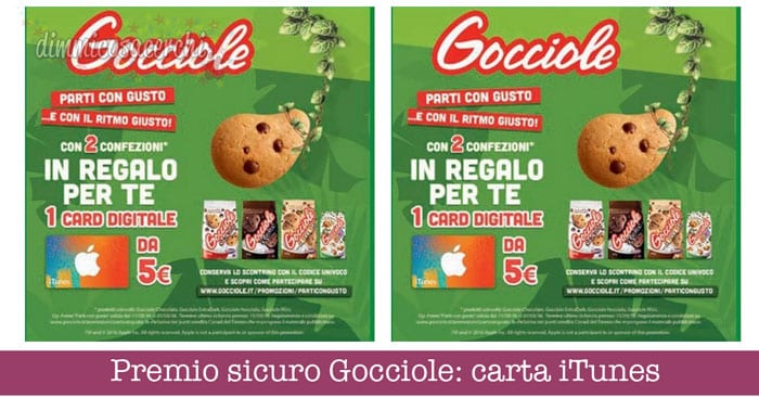 Premio sicuro Gocciole: carta regalo iTunes da 5€