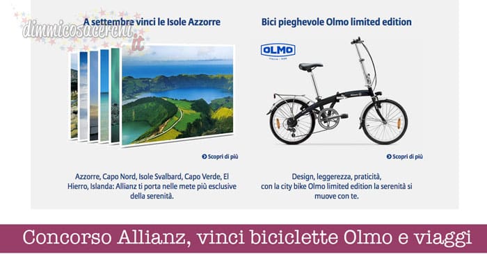 Concorso Allianz, vinci biciclette Olmo e viaggi