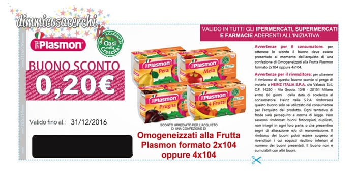 buono sconto plasmon