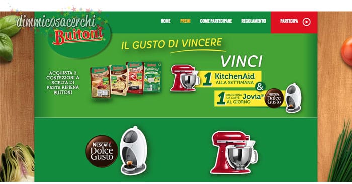 Concorso Buitoni: vinci KitchenAid e macchine da caffè Jovia