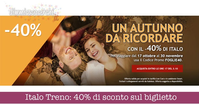 Italo Treno: 40% di sconto sul biglietto