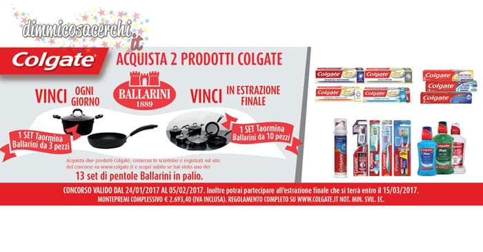 Concorso Colgate, vinci pentole Ballarini