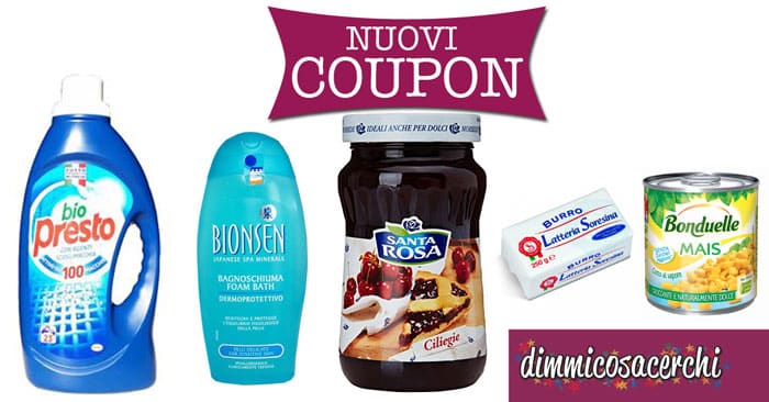 Coupon Biopresto, Bionsen, Soresina, Vergnano e Johnson's