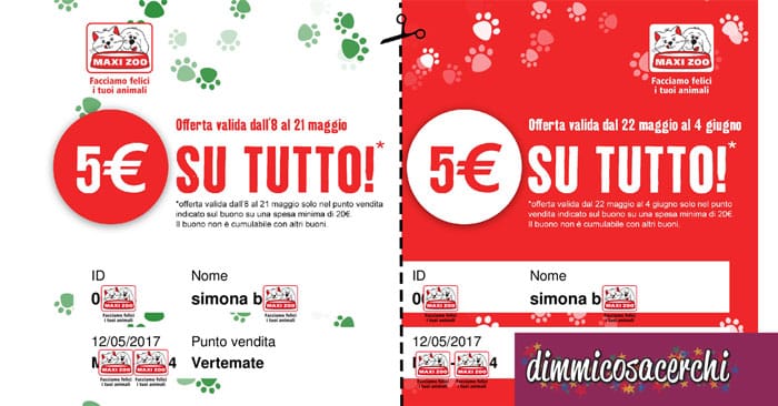 Coupon Maxi Zoo da stampare