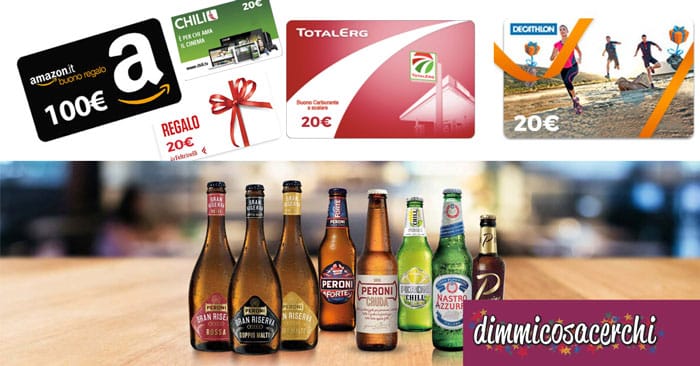 Vinci con birra Peroni: in palio buoni Amazon da 100€ + premio sicuro