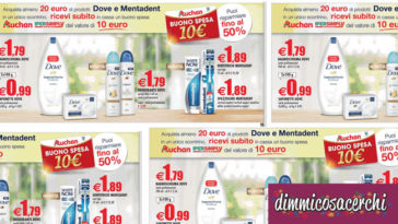 Buono spesa Auchan in regalo con Dove e Mentadent