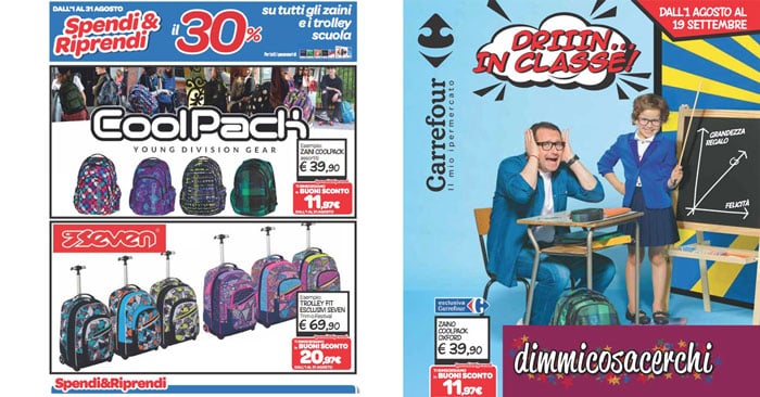 Spendi e Riprendi Carrefour sugli zaini per la scuola