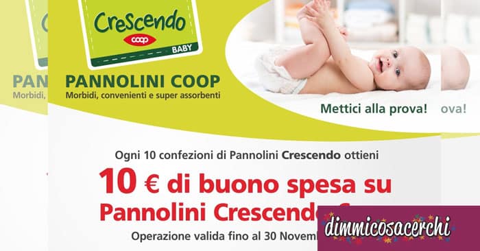 Buono spesa in regalo con i pannolini Crescendo Coop