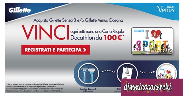 Vinci buoni Decathlon da 100€ con Gillette