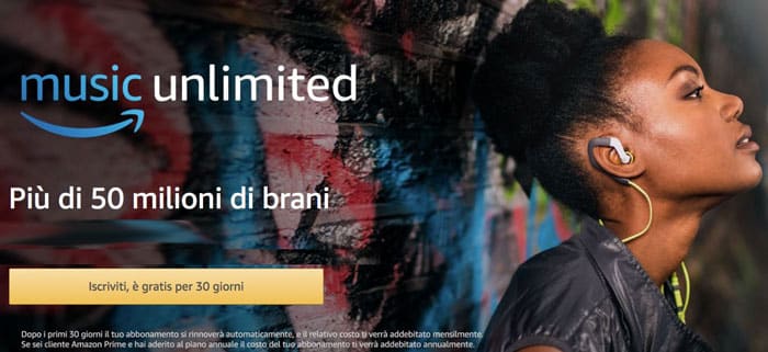 Prova gratis Amazon Music Unlimited