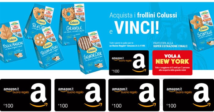 Concorso Colussi: vinci buoni Amazon e viaggio a New York