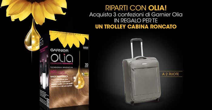 Garnier Olia ti regala il trolley cabina Roncato