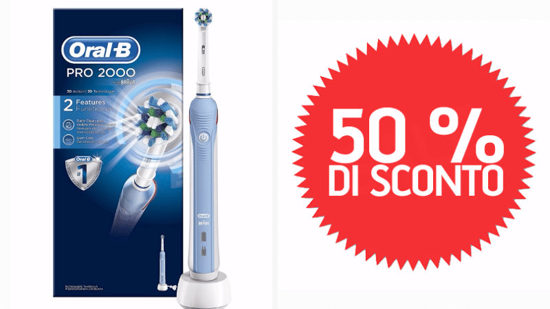 Spazzolino Elettrico Oral-B Pro CrossAction 2000: sconto 50% SOLO OGGI!