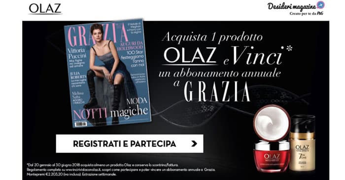 Concorso Olaz: vinci abbonamenti ad una rivista femminile